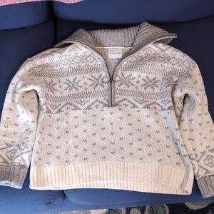 Pink Rose Cream & Light Grey Fair Isle Half-Zip Pullover sweater